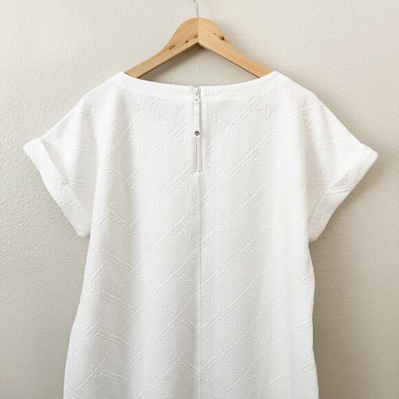 TALBOTS | White Green Navy Blue Jacquard Cable Dress Short Sleeve Cuff | Size XL - Picture 6 of 12